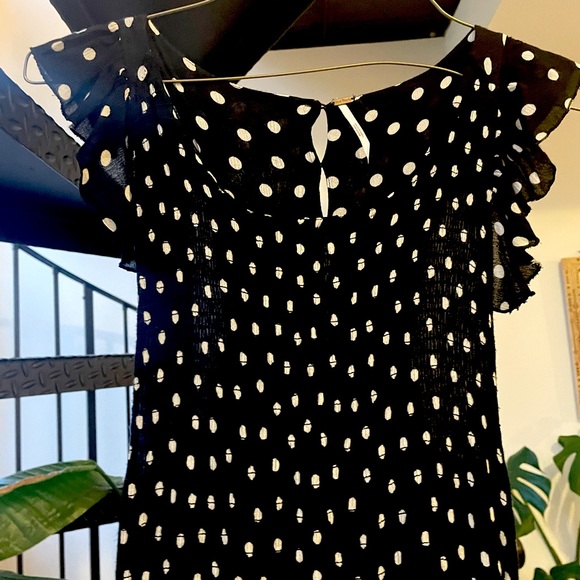 Free People Chambray Butterflies Dot Midi Ruffle Dress in Black; size Medium - Picture 3 of 4